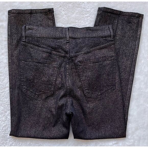 NWT Express Black & Gold Straight Super High Rise Metallic Cropped Jeans - Picture 14 of 16